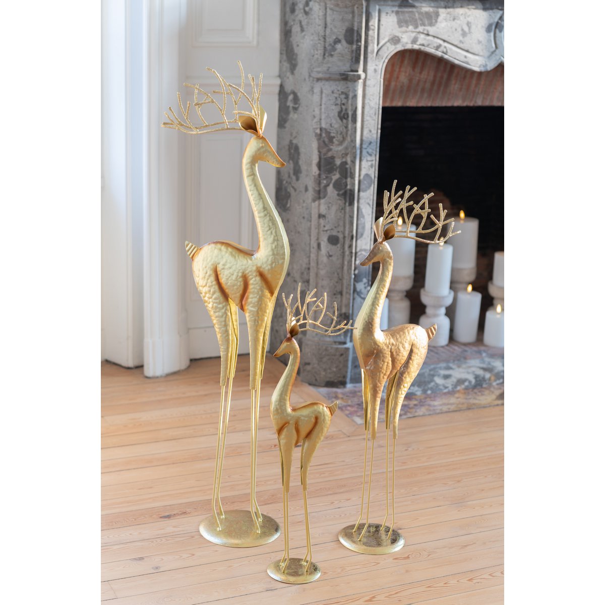 J-Line - Decoratief kerstfiguur 'Rendier' (Maat M, Goud)