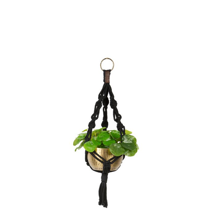 Mrs. Bloom - Macramé Plantenhanger M zwart