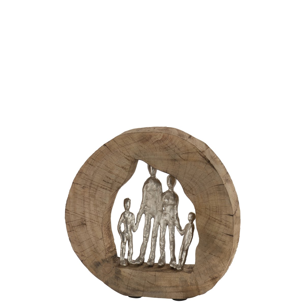 J-Line - Figuur Familie - Hout/Aluminium - Naturel/Zilver