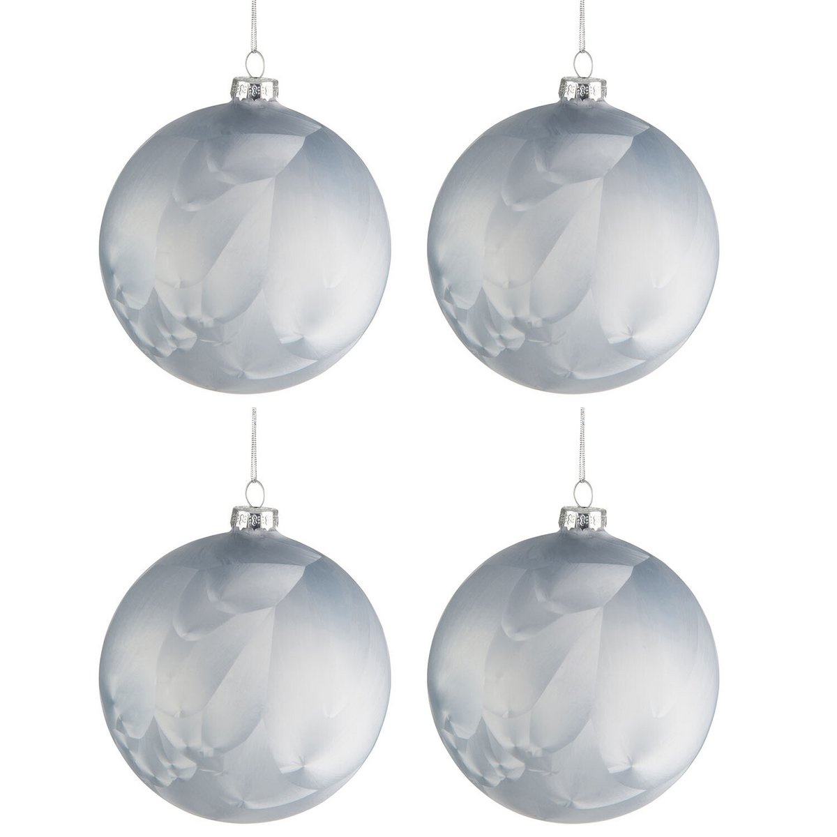 J-Line - Doos met kerstballen 'Lysmoor' (Maat M, Set van 4, Ijsblauw)