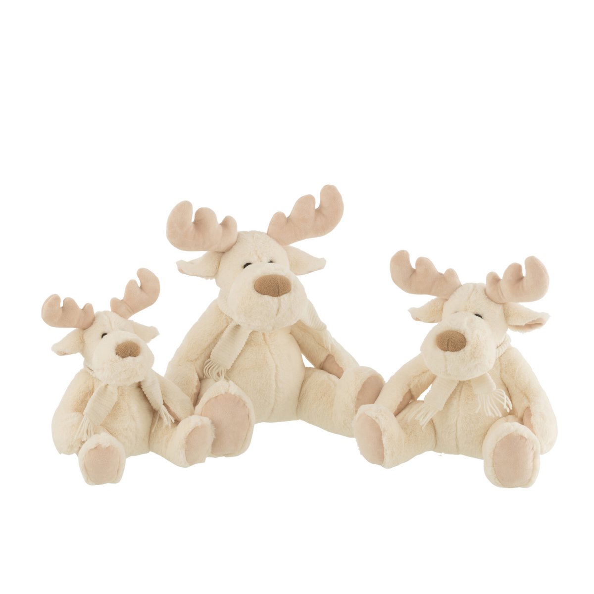 J-Line - Decoratief kerstfiguur 'Rendier met sjaal' (Maat L, Beige)