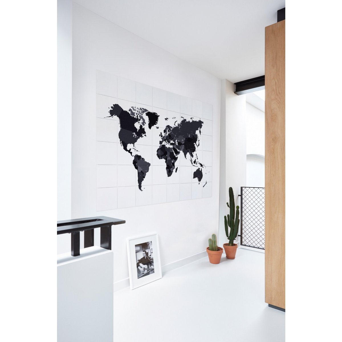 IXXI - The World zwart-wit Wall art - Poster - Wanddecoratie - S - 120x80 - black, white