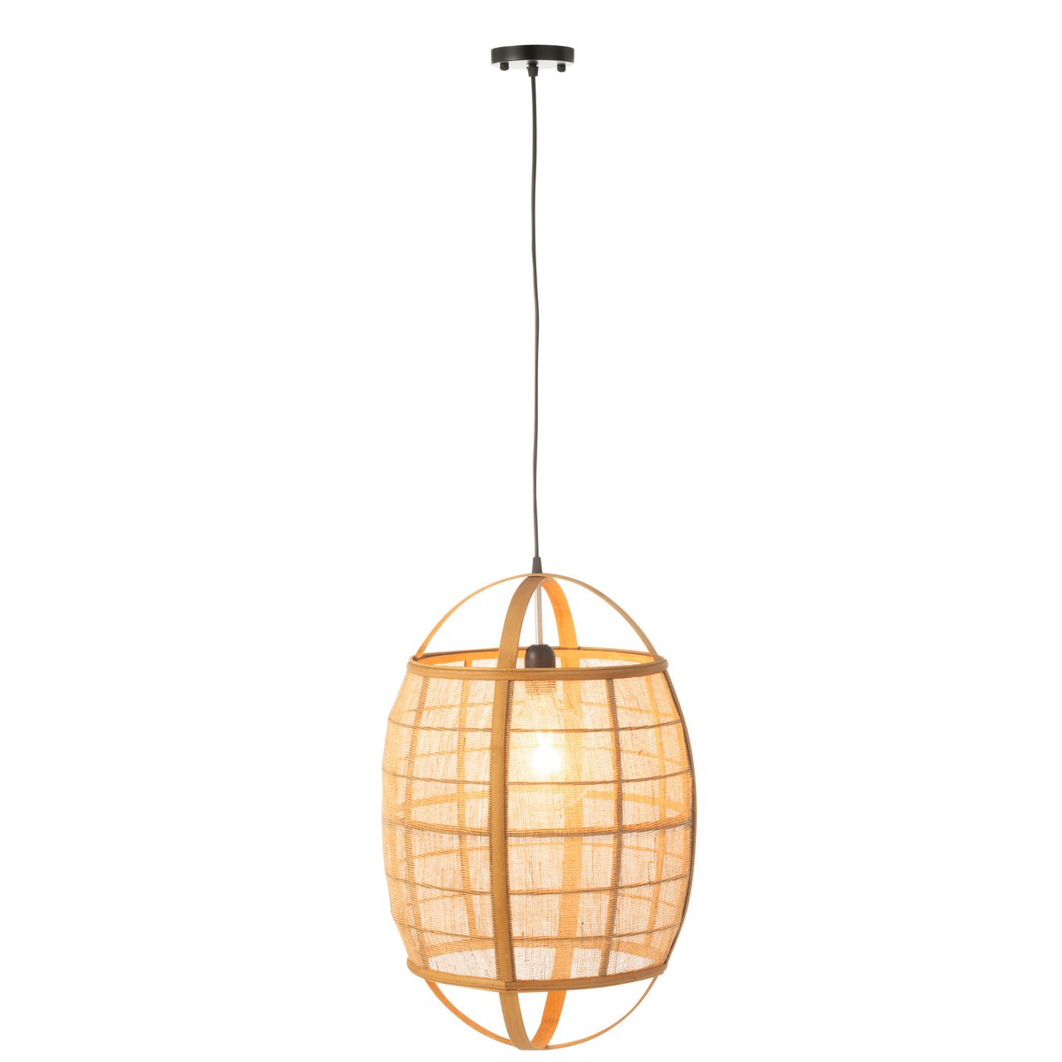 J-Line - Hanglamp Ion Linnen/Bamboe Naturel Small