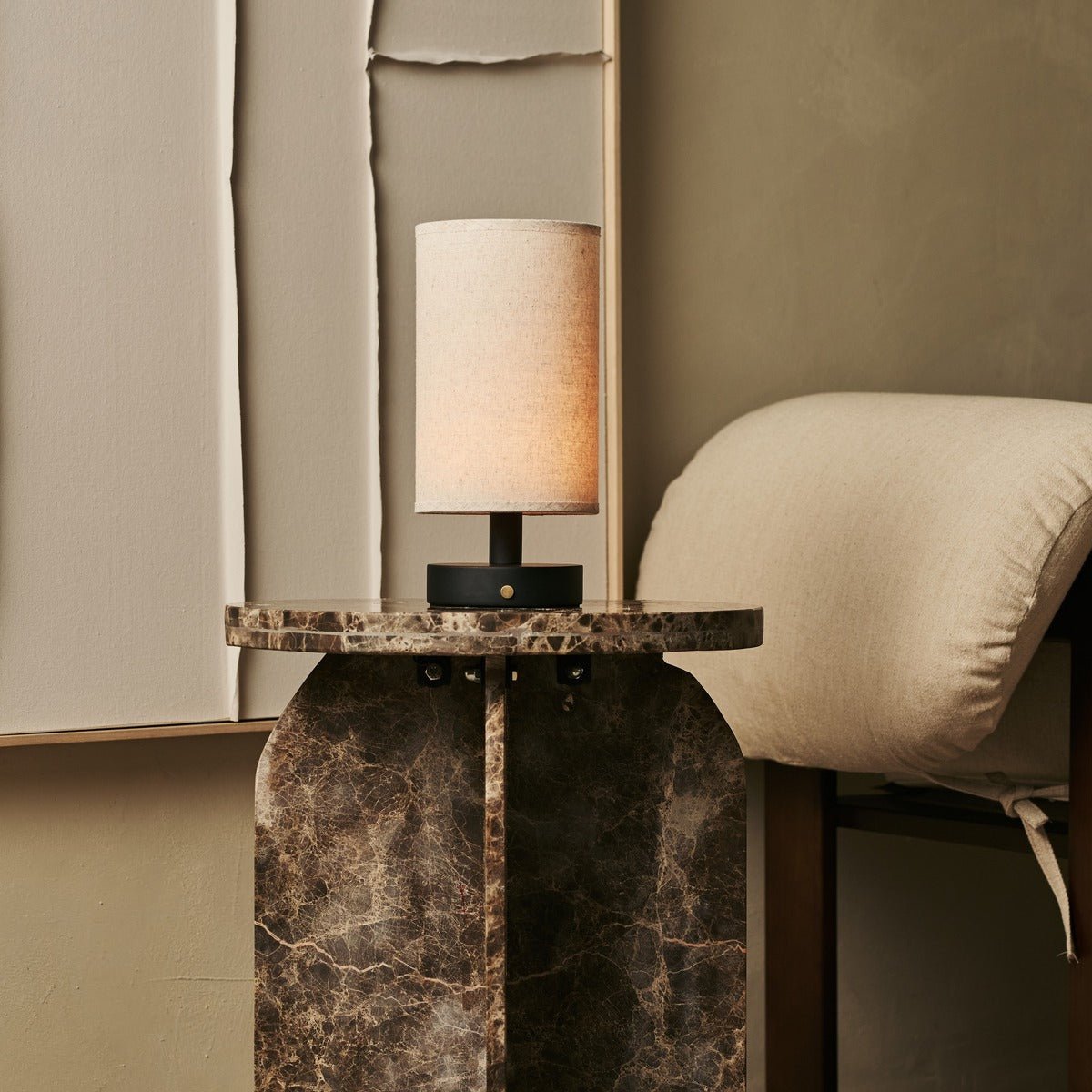 Tavellio-Amsterdam - Ben zwart houten tafellamp - Oplaadbaar en dimbaar