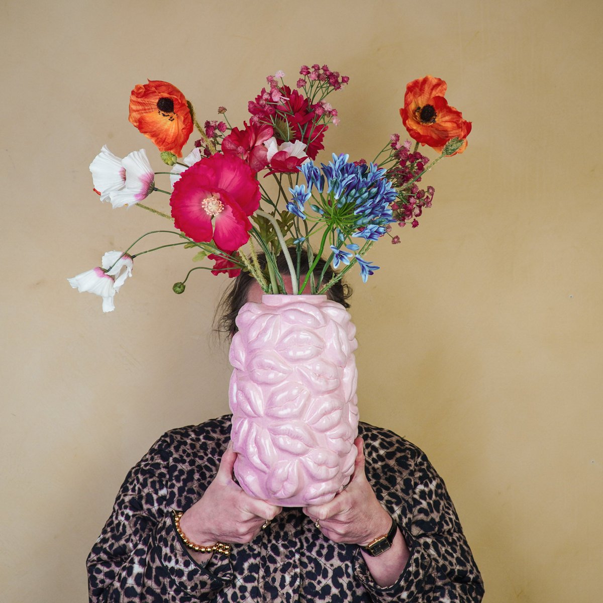 Housevitamin - Vaas - Kisses - Keramiek - Lichtroze - 17x17x27cm