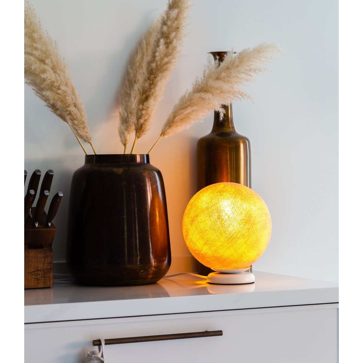 Cotton Ball Lights - Deluxe staande lamp low - Mustard - S