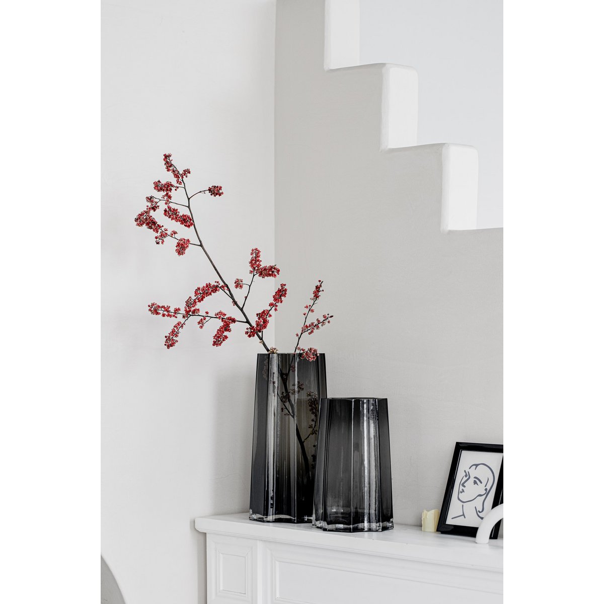 Element Accessories - Modern-Klassiek Luxe hoge vaas, stijlvol Belgisch design, LENOX 40 Grijs