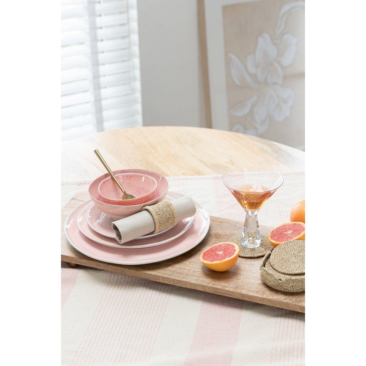 J-Line - Lara Bord - Porselein - Zalm - Small