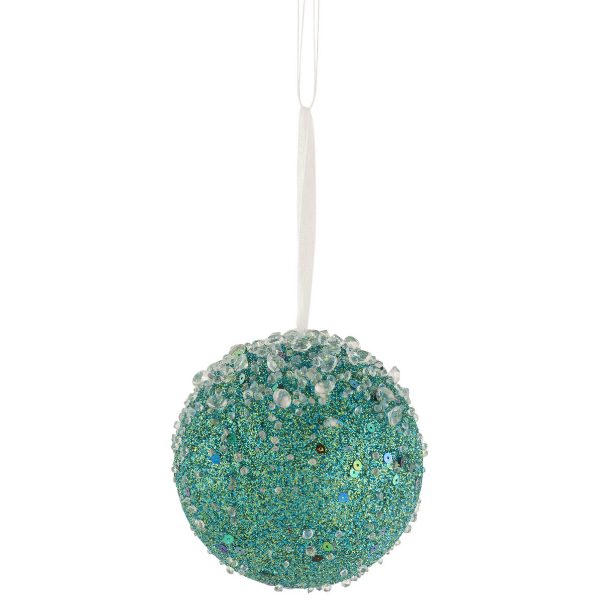 J-Line Bal Hangend Glitter Parels Azuur Groen Large