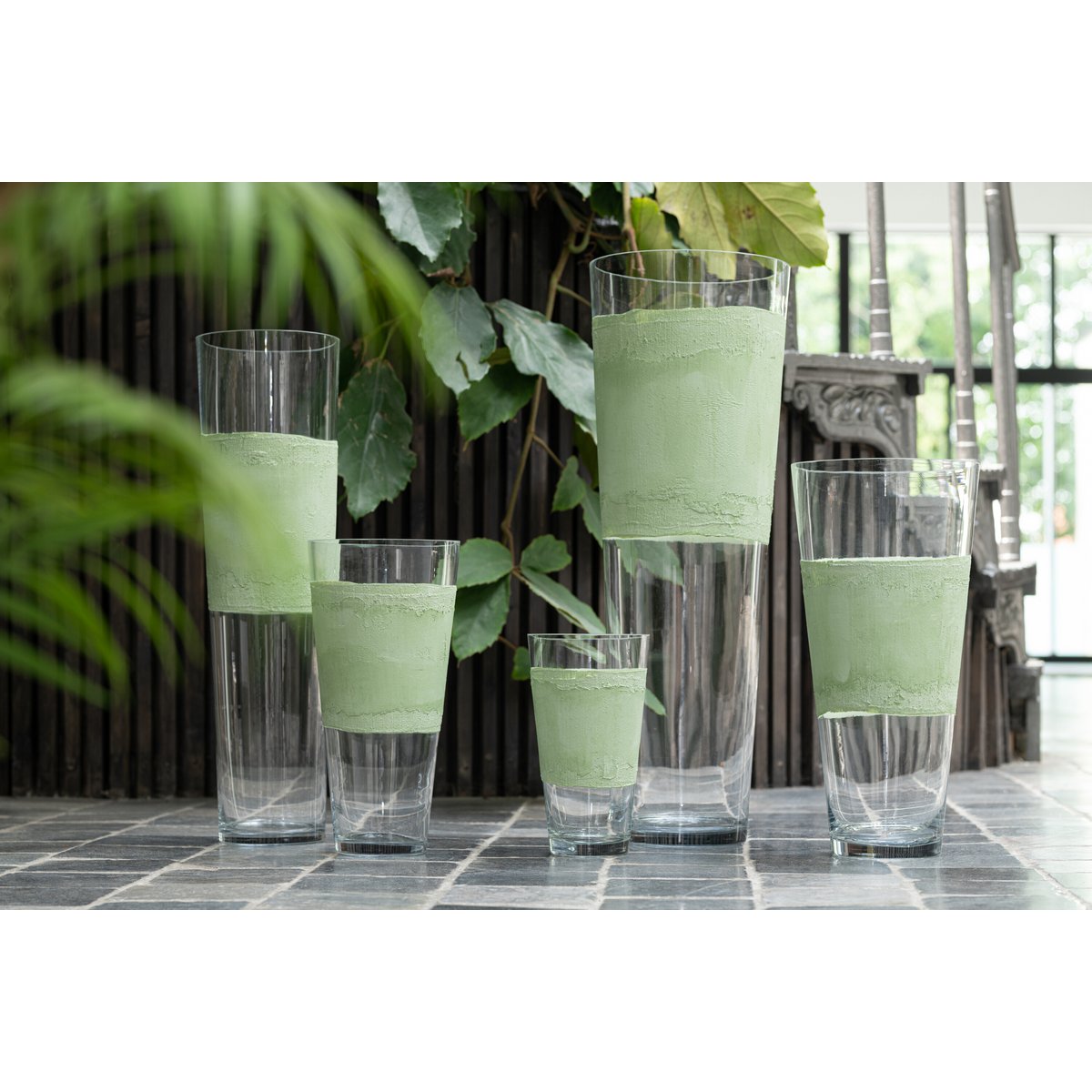 J-Line - Vaas Delph - Glas - Transparant/Groen - Small