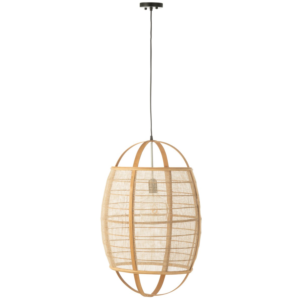 J-Line - Hanglamp Ion Linnen/Bamboe Naturel Large