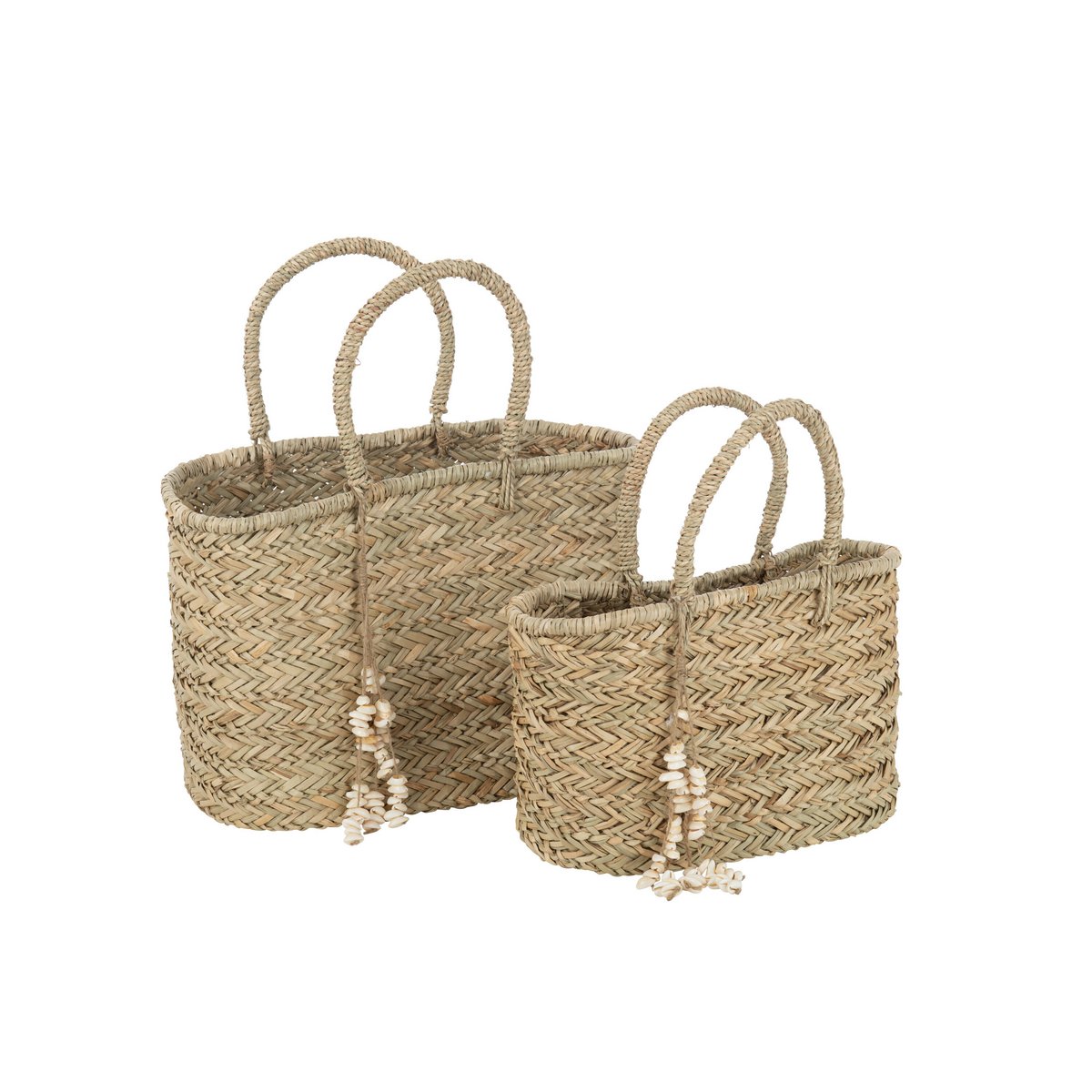 J-Line - Strandtas Schelpen Jute Naturel Large