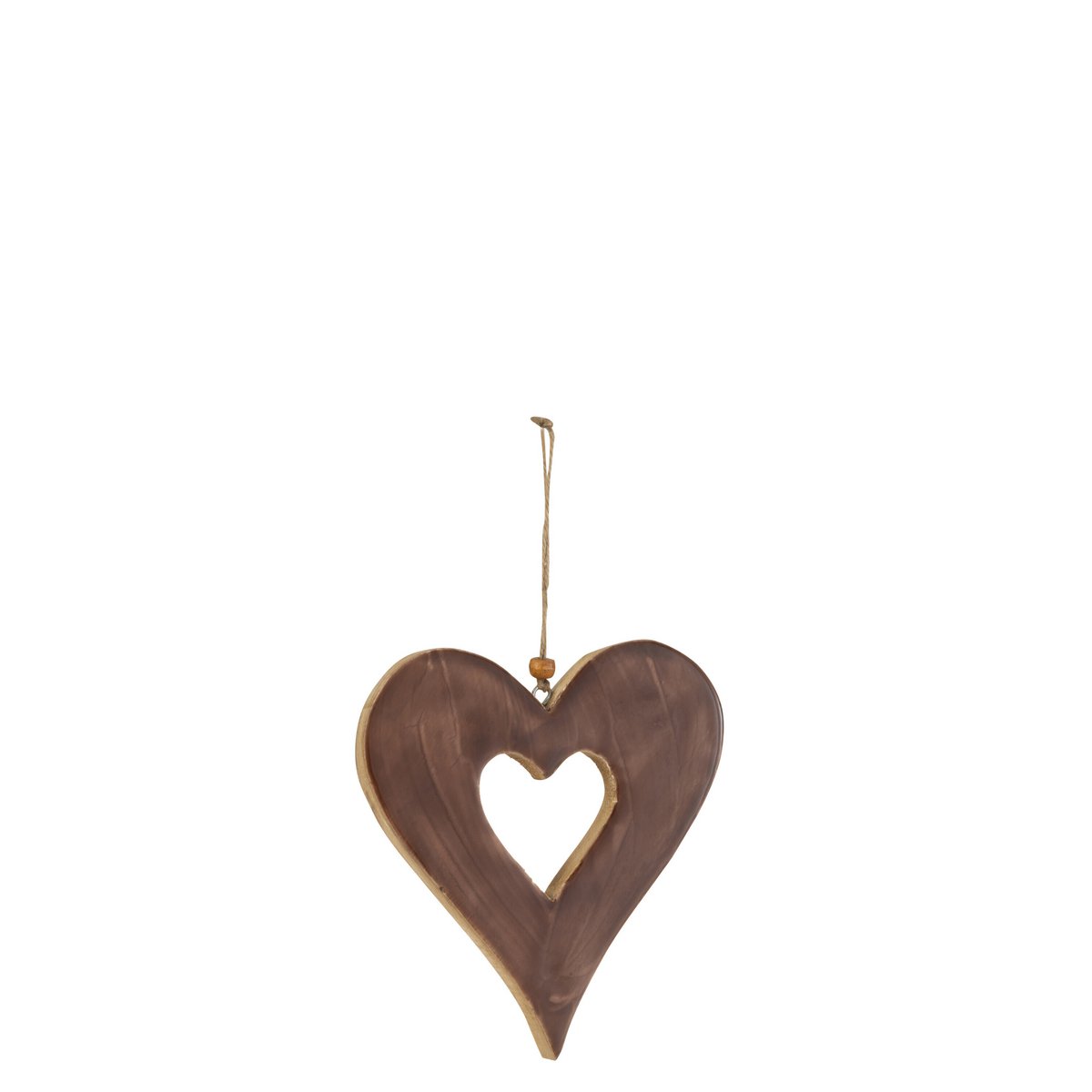 J-Line - Decoratieve hanger 'Hart' (Maat L, Bruin)