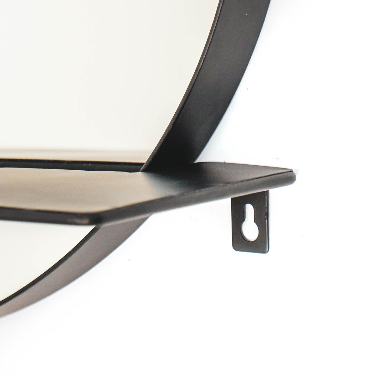 Housevitamin - Spiegel - Rond - Metaal - Met Plank - Zwart - Ø40cm