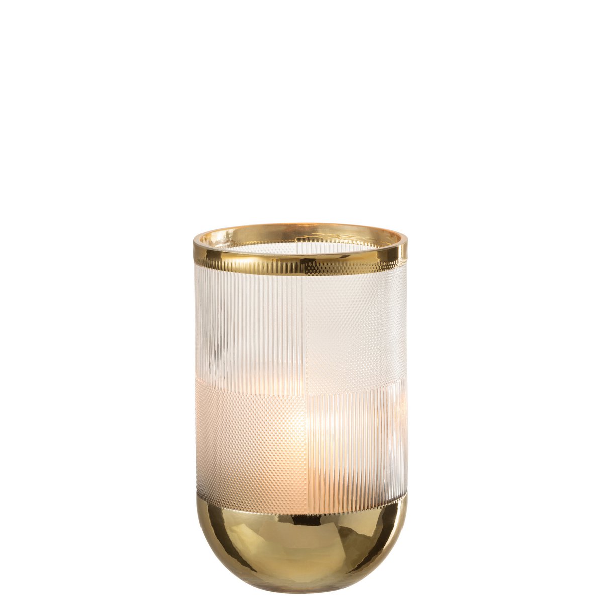 J-Line - Vaas Cylinder Motief - Glas - Transparant/Goud - Small