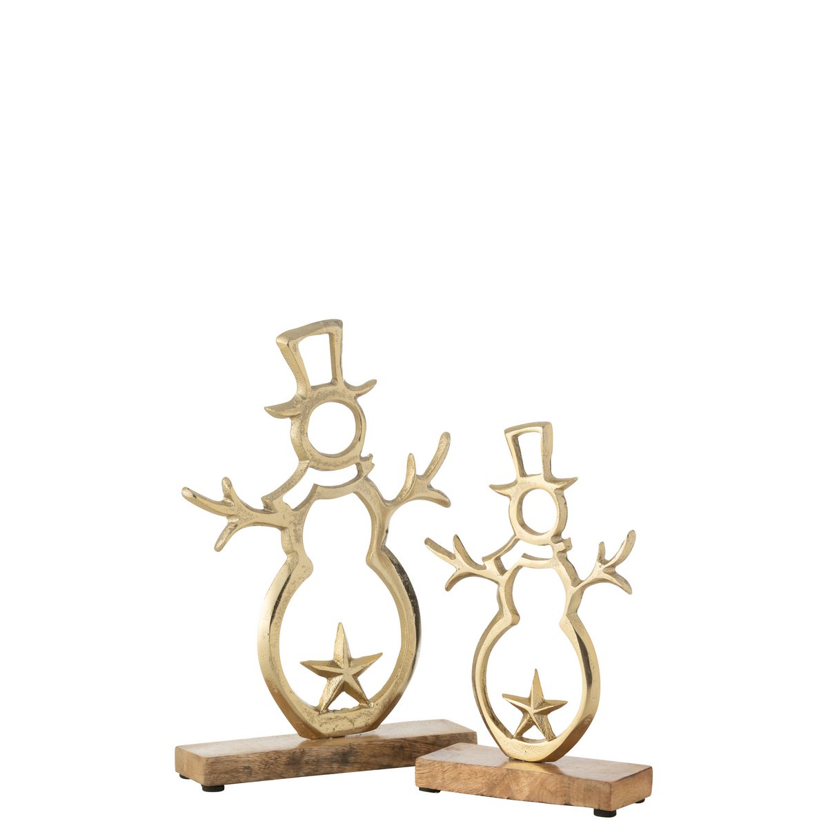 J-Line - Decoratief kerstfiguur 'Sneeuwpop' (Maat L, Goud)