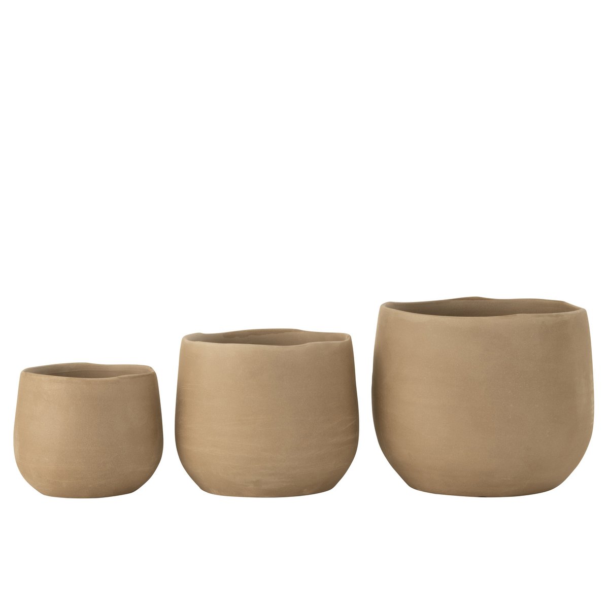 J-Line - Bloempot Effen - Keramiek - Beige - Large