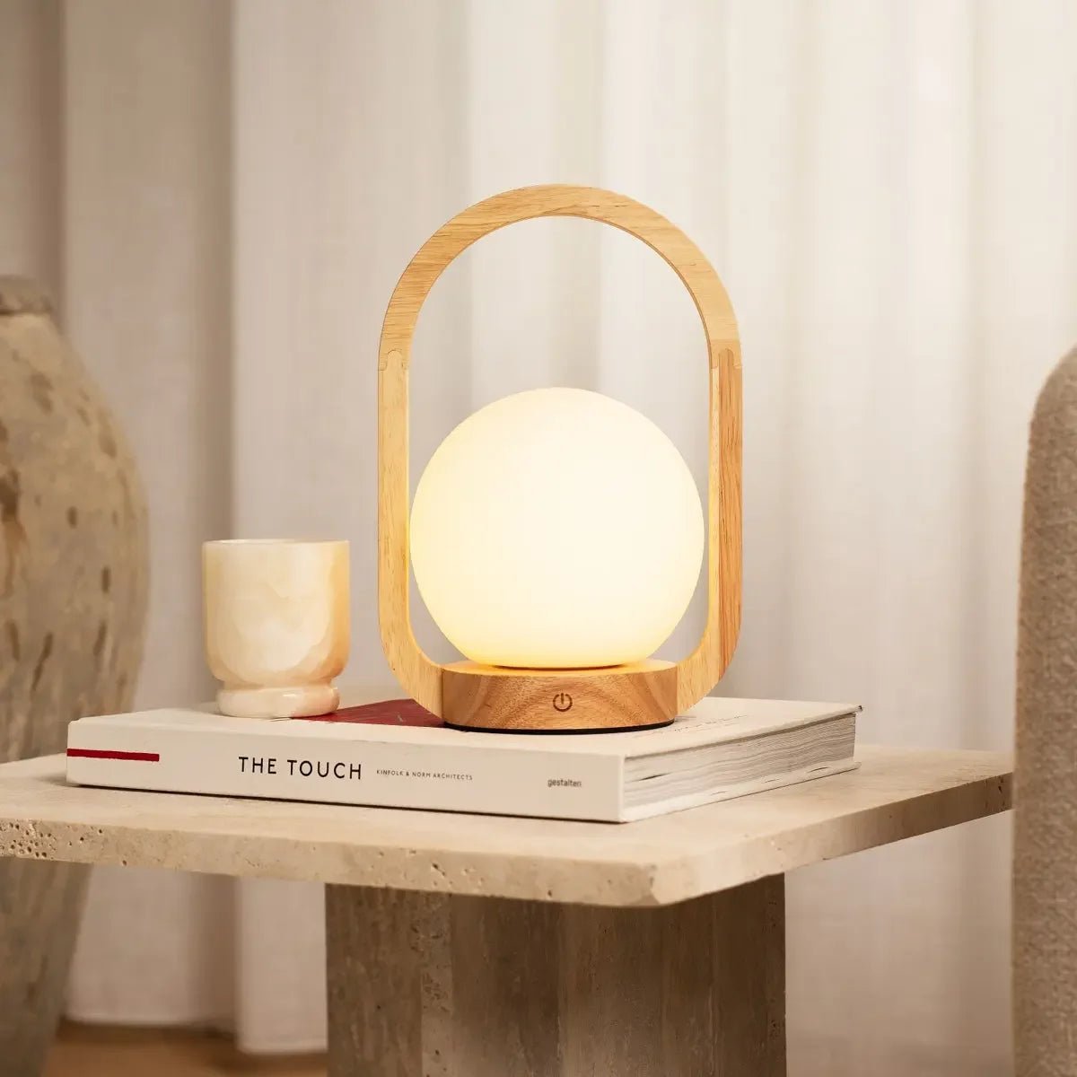 Tavellio-Amsterdam - Skye Lichtbruine Houten Snoerloze Lamp | Oplaadbaar en dimbaar ontwerp