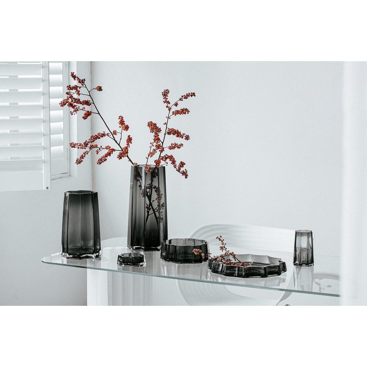 Element Accessories - Modern-Klassiek Luxe hoge vaas, stijlvol Belgisch design, LENOX 40 Grijs