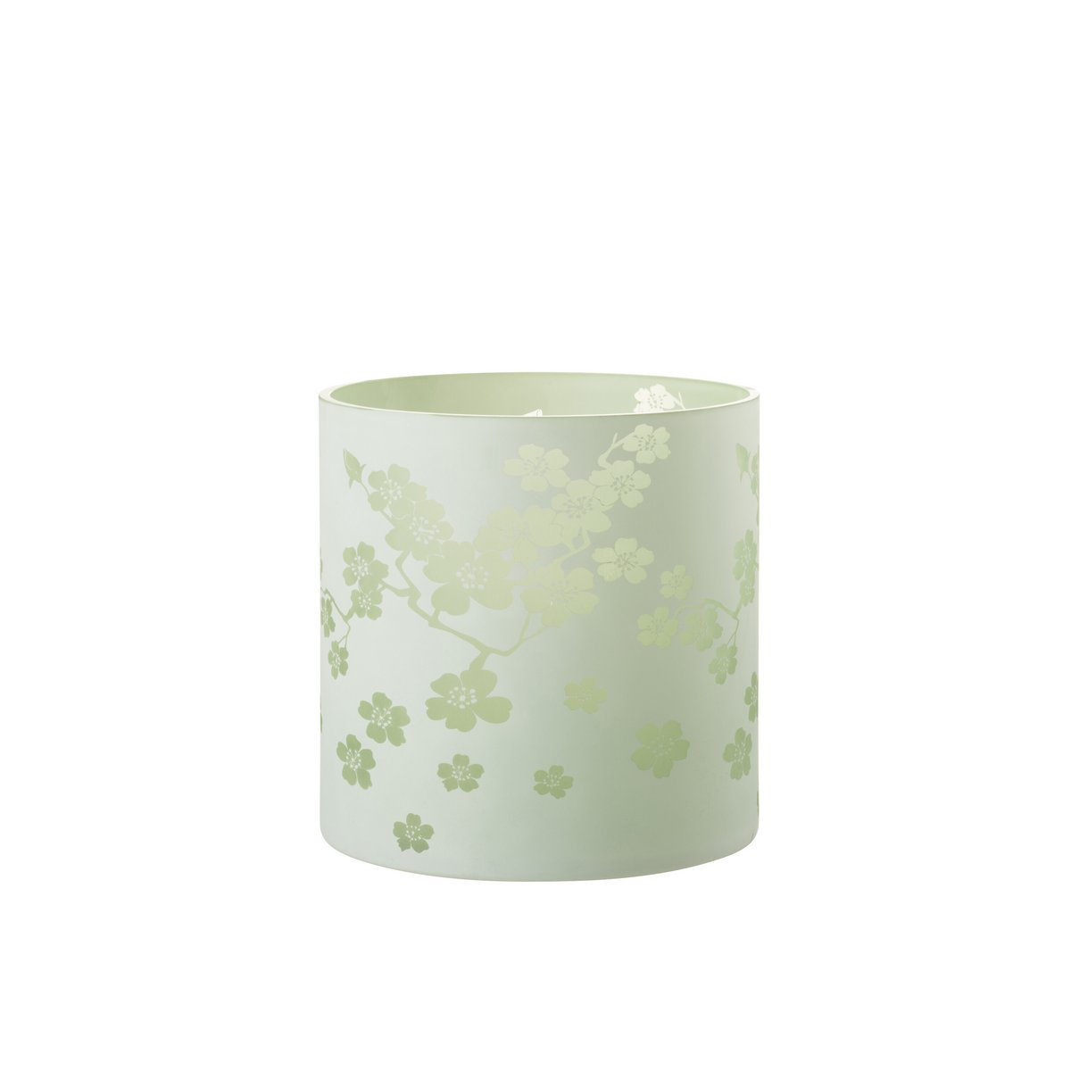 J-Line - Windlicht Bloemen -  Glas - Groen - Extra Large