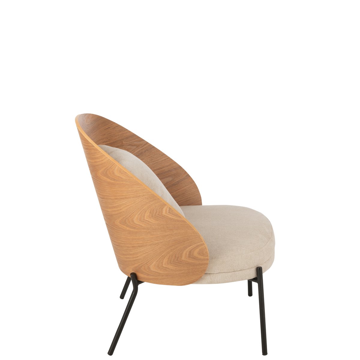 J-Line - Loungestoel Lone Multiplex/Metaal Naturel/Beige