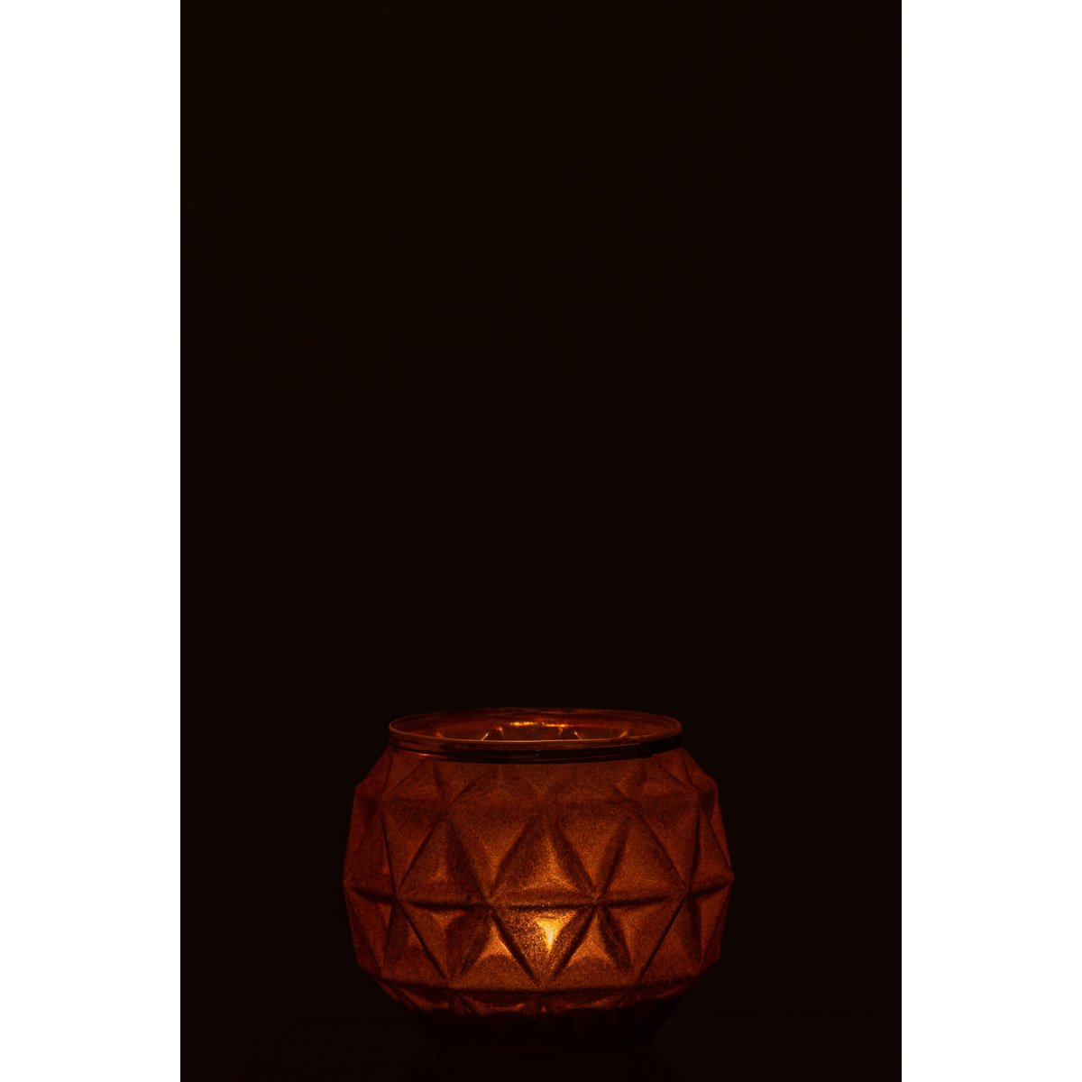 J-Line - Waxinelichthouder Bol - Glas/Fluweel - Oker - Large