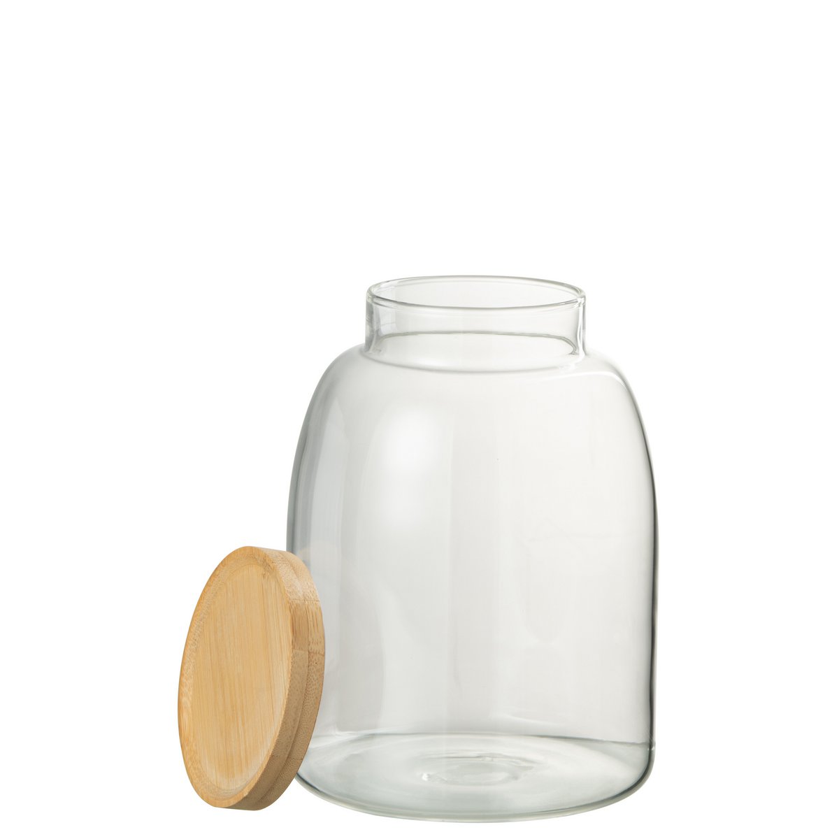 J-Line - Pot In Glas Tom Glas/Bamboo Transparant/Naturel Medium