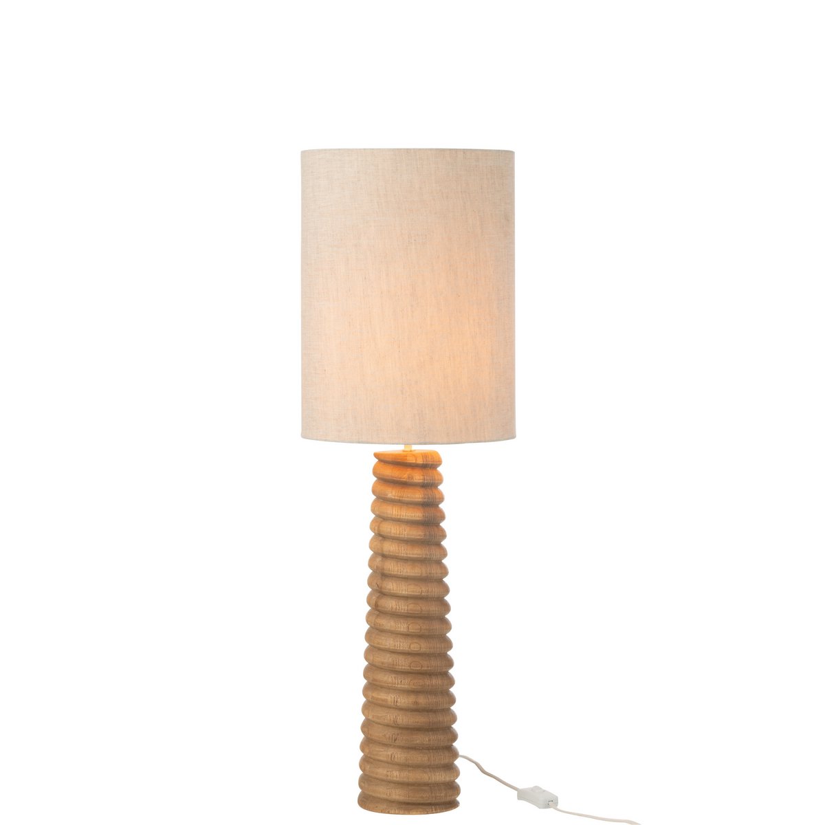 J-Line - Tafellamp Schroefdraad Hout Naturel Grijs