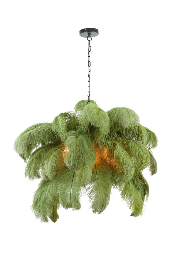 Light & Living - Hanglamp 'Feather' (Zwart & Olive Green)