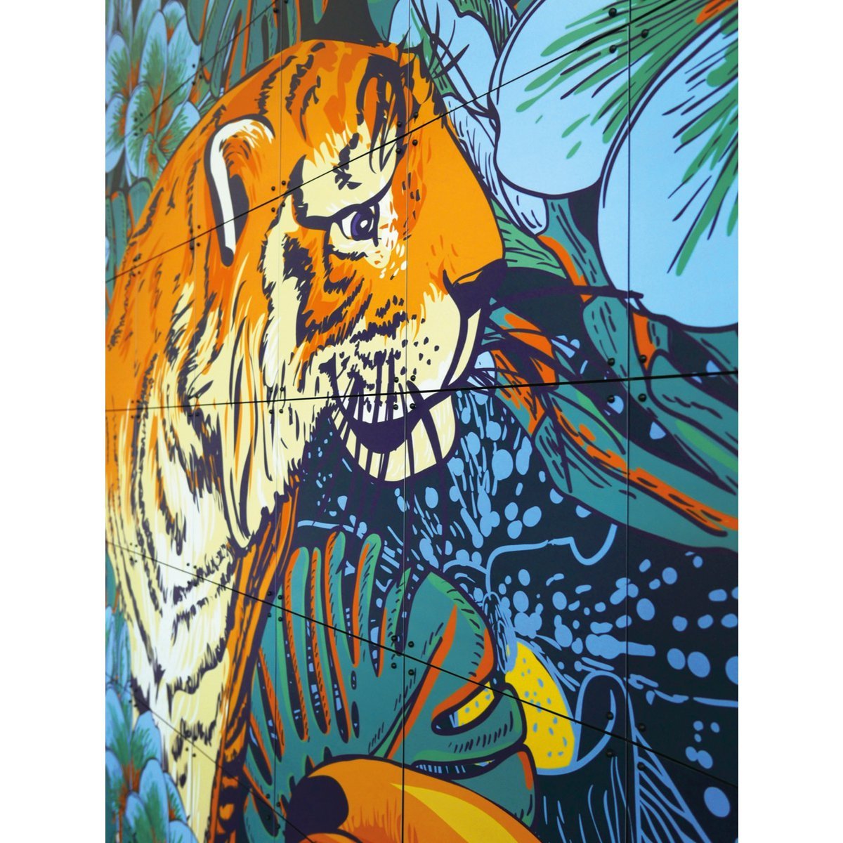 IXXI - Tiger jungle & Toucan family Wall art - Poster - Wanddecoratie - S - blue