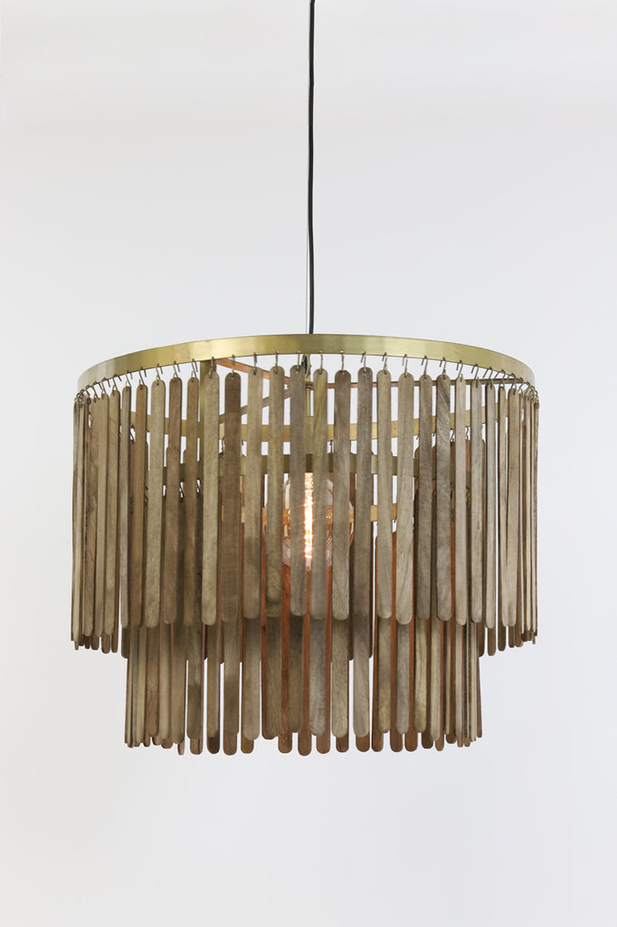 Light & Living - Hanglamp 'Gularo' (Hout, Bruin & Bronze)