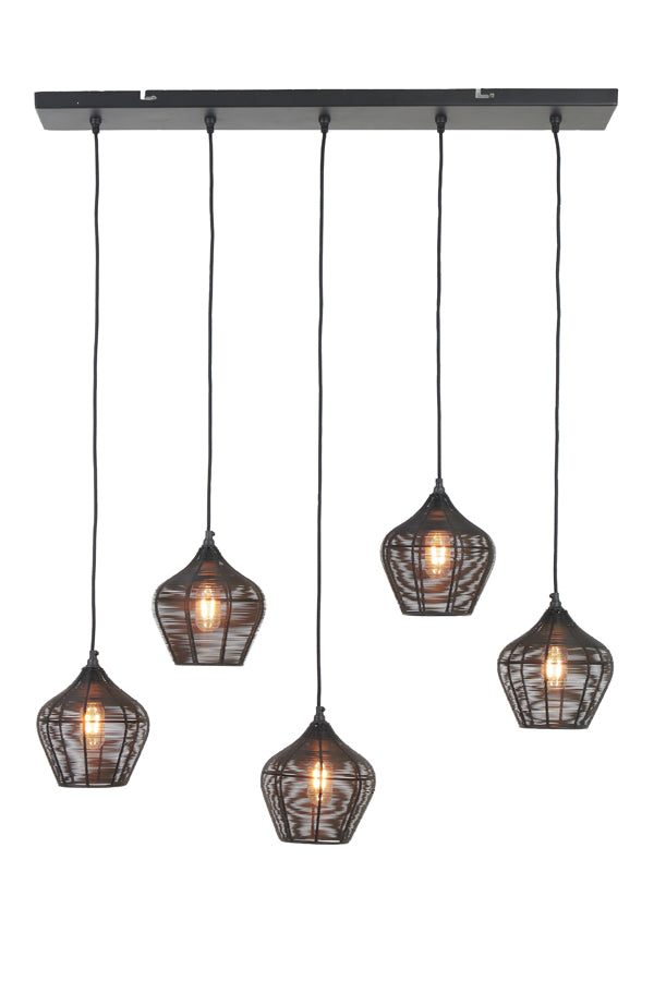 Light & Living - Hanglamp 'Alvaro' (5 stuks, glas, Matzwart)