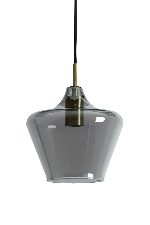 Light & Living - Hanglamp 'Solly' (Maat S, Antique Bronze & Smoked Glass)