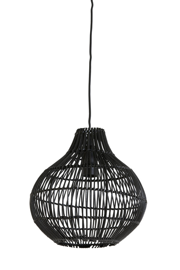 Light & Living - Hanglamp 'Pacino' (Maat S, Rattan, Zwart)