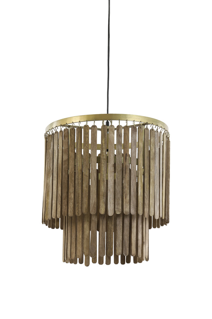 Light & Living - Hanglamp 'Gularo' (Hout, Bruin & Bronze)