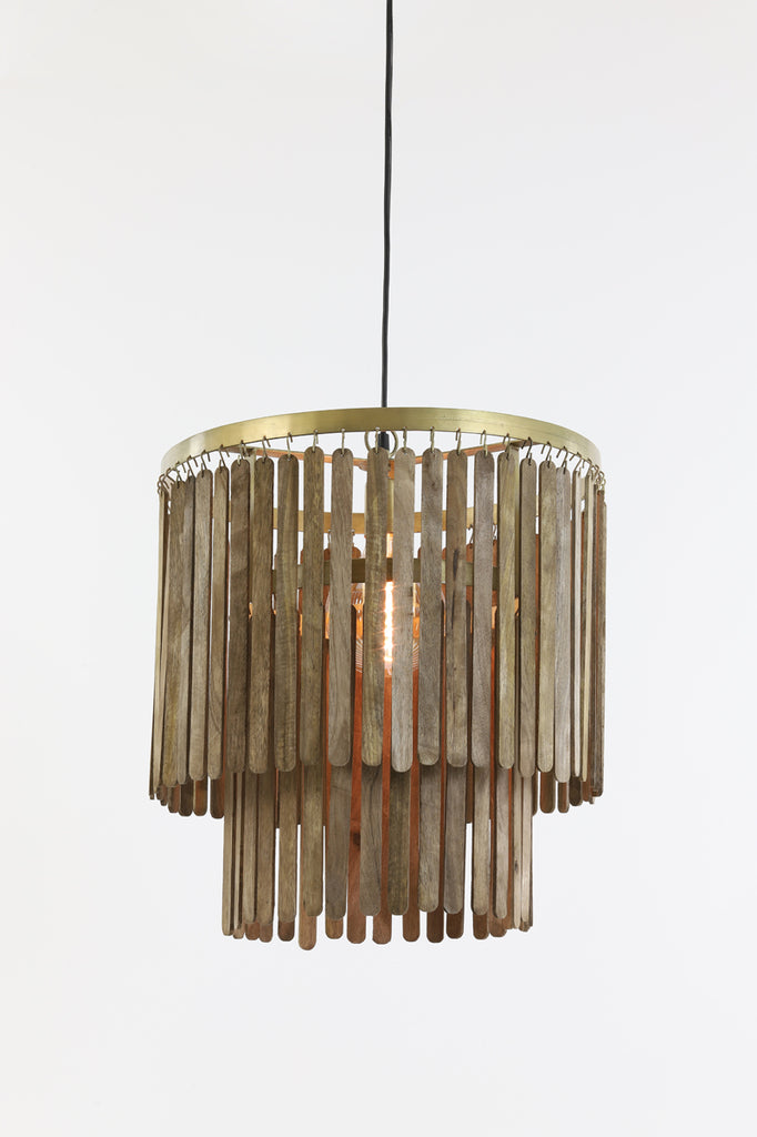 Light & Living - Hanglamp 'Gularo' (Hout, Bruin & Bronze)