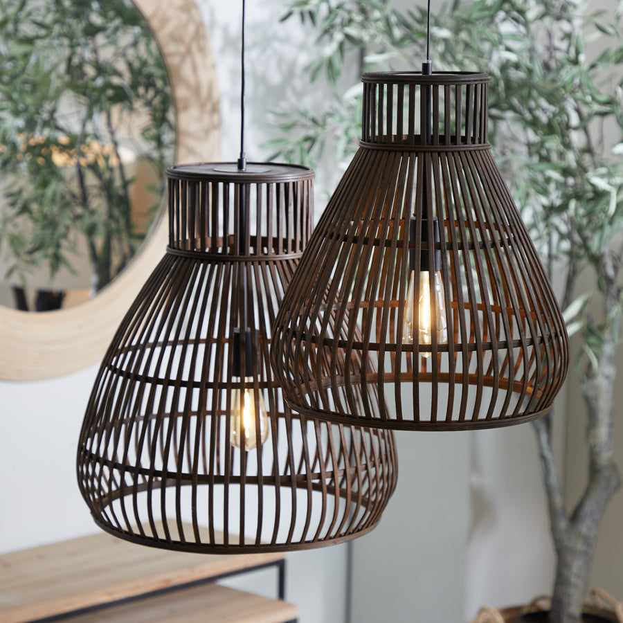 Light & Living - Hanglamp 'Timaka' (Rattan, Zwart)