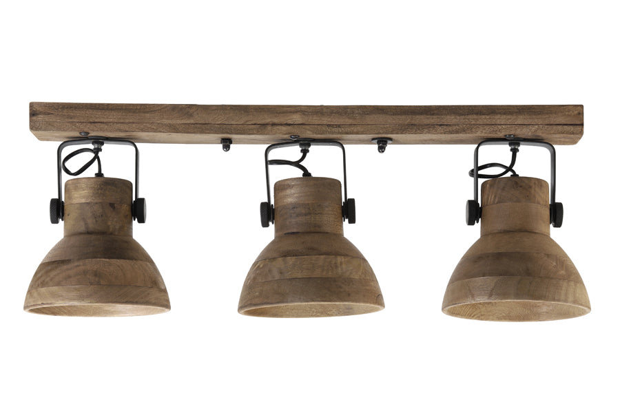 Light & Living - Hanglamp 'Ilanio' (3 stuks, Hout, Bruin & Matzwart)