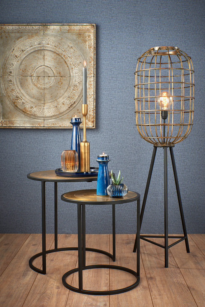 Light & Living - Bijzettafels 'Kome' (Set van 2, Antique Bronze & Matzwart)