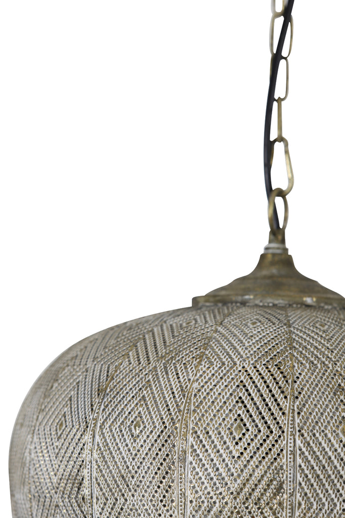 Light & Living - Hanglamp 'Lavello' (Antique Gold & White)