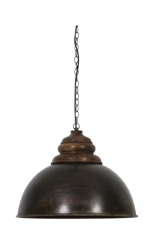 Light & Living - Hanglamp 'Leia' (Zinc & Hout, Zwart & Bruin)