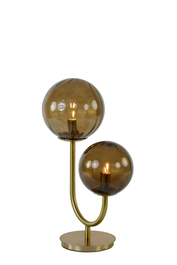 Light & Living - Tafellamp 'Magdala' (2 lampen, Glass Brown & Gold)