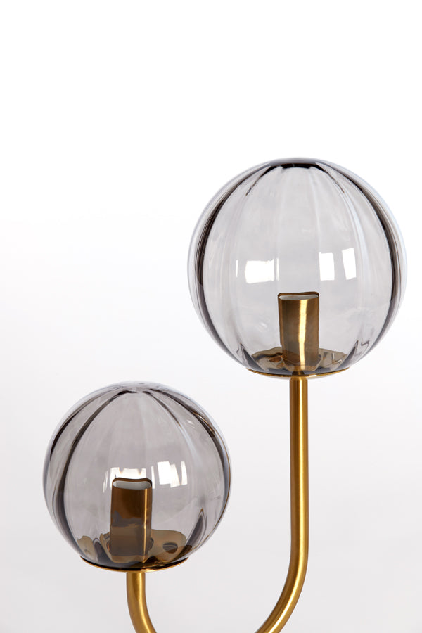 Light & Living - Tafellamp 'Magdala' (2 lampen, Glass Light Grey & Gold)