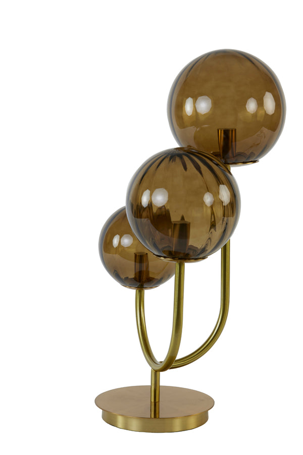 Light & Living - Tafellamp 'Magdala' (3 lampen, Glass Brown & Gold)