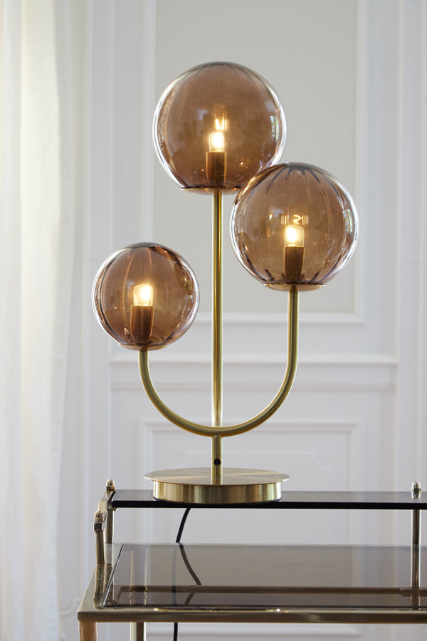 Light & Living - Tafellamp 'Magdala' (3 lampen, Glass Brown & Gold)