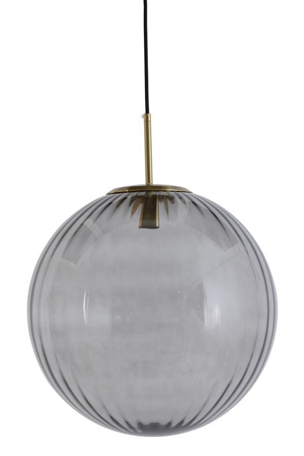 Light & Living - Hanglamp 'Magdala' (Maat L, Glas, Lichtgrijs & Goud)