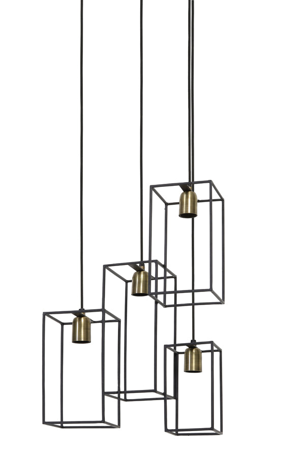 Light & Living - Hanglamp 'Marley' (4 stuks, glas, Matzwart & Antique Bronze)