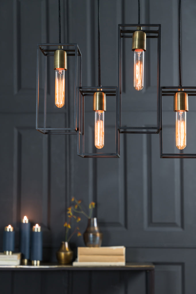 Light & Living - Hanglamp 'Marley' (5 stuks, Matzwart & Antique Bronze)