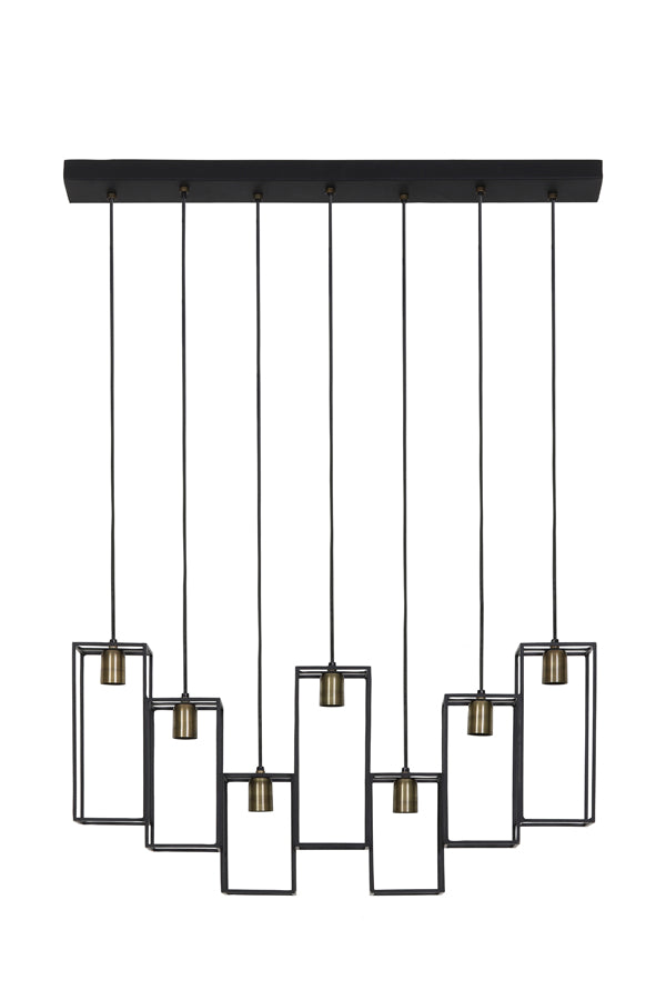 Light & Living - Hanglamp 'Marley' (7 stuks, Matzwart & Antique Bronze)