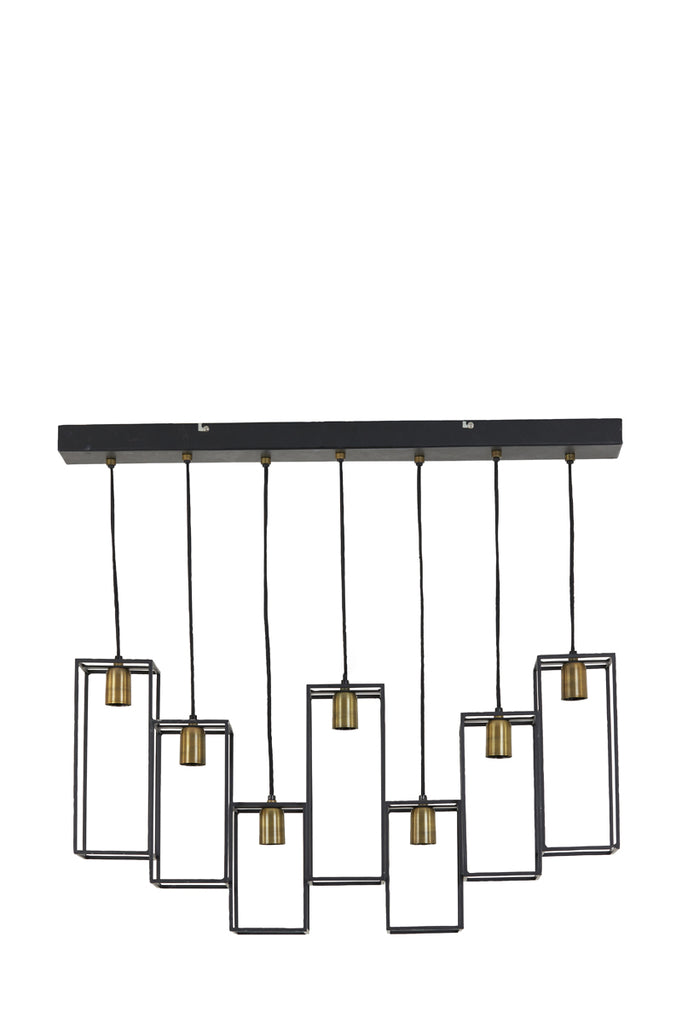 Light & Living - Hanglamp 'Marley' (7 stuks, Matzwart & Antique Bronze)